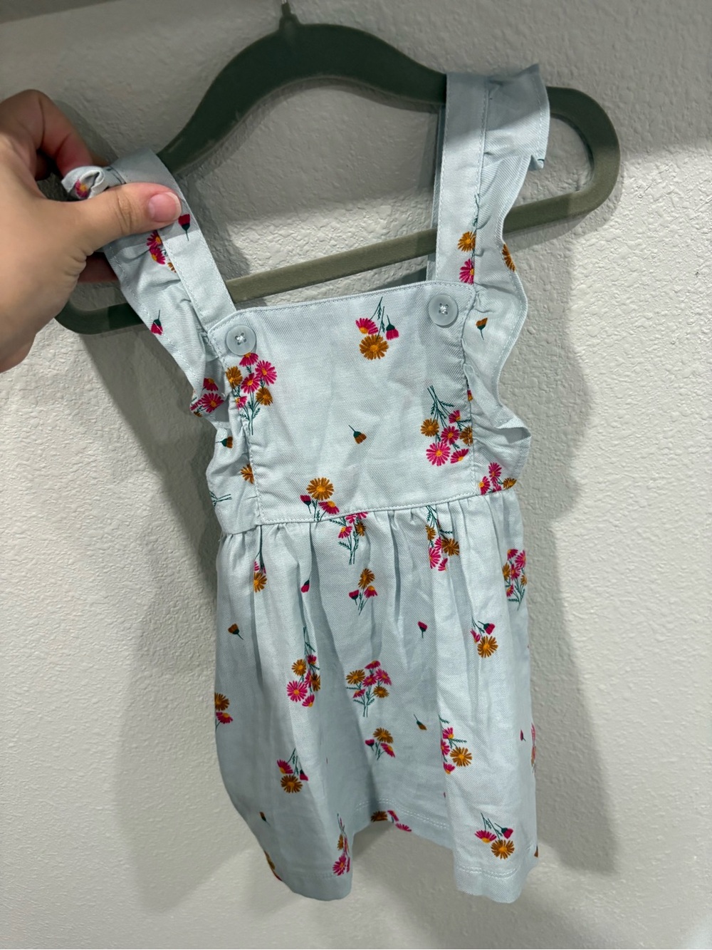 Carter's Light Blue Floral Pinafore Dress
